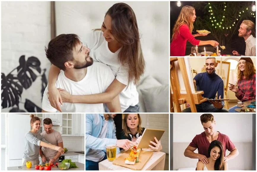 Eating snacks together, watching movies at home is also an interesting date Eating snacks together, watching movies at home is also an interesting date