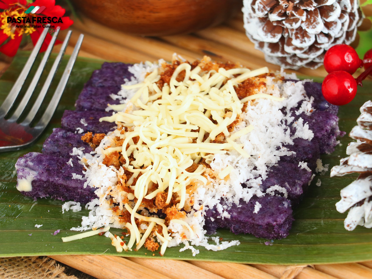 Bumbong is a sweet, glutinous mixture of black and white rice that appears purple