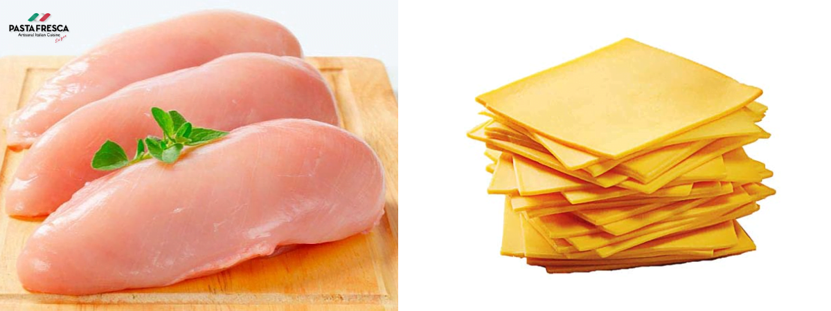 Ingredients to make grilled chicken breast with cheese