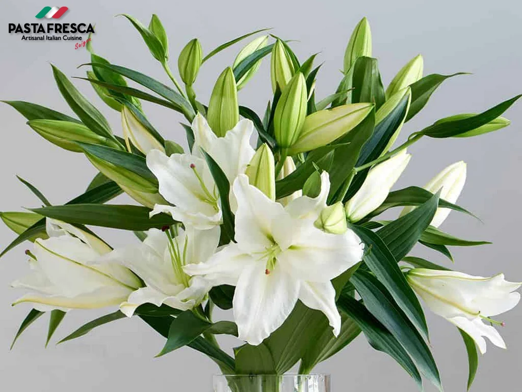 The white color of lilies symbolizes purity and brings a feeling of sophistication and peace